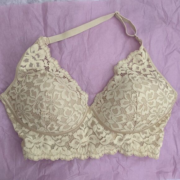 34D WIRELESS convertible halter crisscross bra, Side boning, 4 rows of hooks - Picture 1 of 4